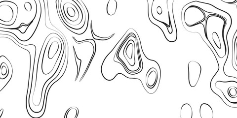 Generate a high-contrast black and white topographic map featuring detailed contour lines. The map should display various elevations using closely spaced, Topography and geography map grid abstract.