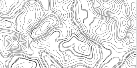 Generate a high-contrast black and white topographic map featuring detailed contour lines. The map should display various elevations using closely spaced, Topography and geography map grid abstract.