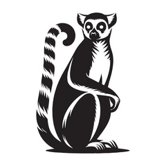 Framework-ready lemur silhouette vector built for design system integration – lemur silhouette – lemur vector – lemur illustration – silhouette of lemur

