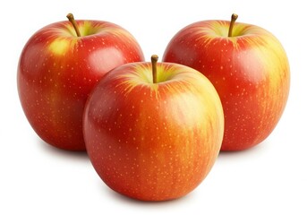 Three apples arrangement isolated on white background