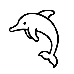 Dolphin outline vector illustration, marine animal drawing, ocean life clipart, sea mammal design icon