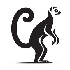 Clear-contrast lemur silhouette vector built for maximum visual impact – lemur silhouette – lemur vector – lemur illustration – silhouette of lemur   © Naseem