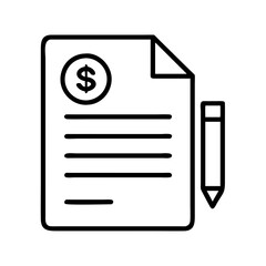 Financial document agreement contract with dollar sign and pencil for business accounting work