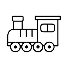 Outline drawing of a toy train engine for kids coloring book page vector illustration