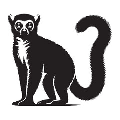 Sleek-profile lemur silhouette vector optimized for web and print campaigns – lemur silhouette – lemur vector – lemur illustration – silhouette of lemur

