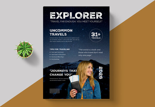 Travel Magazine Cover Template Layout