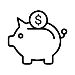 Piggy bank with dollar coin vector icon saving money investment financial planning concept symbol graphic
