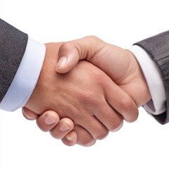 Business handshake agreement isolated on a white background.