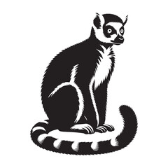 Streamlined lemur silhouette vector designed for scalable visual assets – lemur silhouette – lemur vector – lemur illustration – silhouette of lemur

