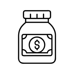 Money savings jar icon, financial planning, investment, and budget concept vector illustration