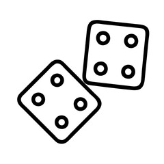 Outline vector of dice for casino games gambling and board games with rounded corners and pips