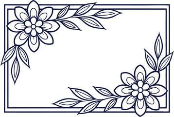 Floral Frame Vector Design With Corner Flower Accents And Minimalist Style