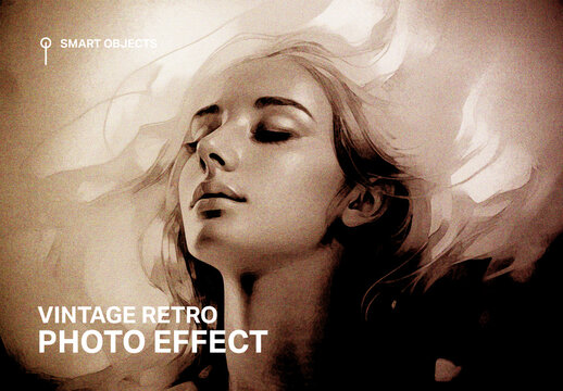 Nostalgica Retro Film Grain Photo Effect Template