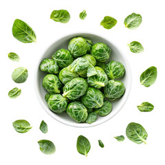 Green Brussels Sprouts Isolated on white transparent background