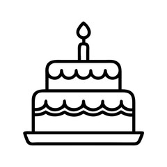Celebration birthday cake icon vector, layered cake with candle, party cake illustration design