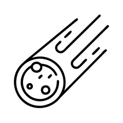Outline drawing of a comet or meteor falling through space with a fiery tail vector art