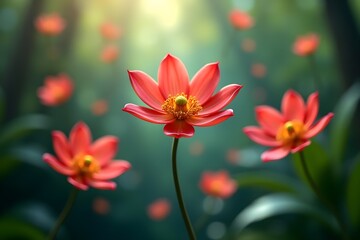 Fototapeta premium Lush tropical petals floating in mid-air