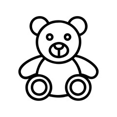 Teddy bear outline drawing vector illustration, cute stuffed animal toy icon design for kids and baby