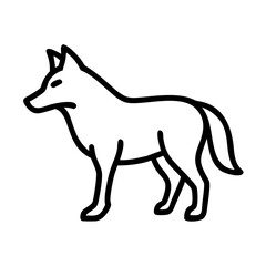 Vector outline illustration of a coyote animal side view drawing isolated on white background