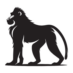 High-fidelity mandrill silhouette vector optimized for large-scale reproduction – mandrill silhouette – mandrill vector – mandrill illustration – silhouette of mandrill

