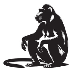 Consistent-curvature mandrill silhouette vector tailored for professional suites – mandrill silhouette – mandrill vector – mandrill illustration – silhouette of mandrill

