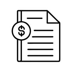 Document with dollar sign icon for financial report accounting and business transaction paper work