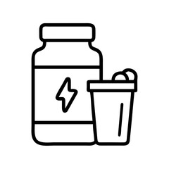 Protein powder supplement container with shaker cup for fitness and bodybuilding nutrition