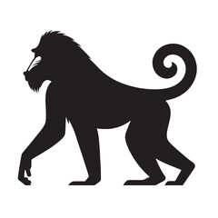 Ultra-smooth mandrill silhouette vector suited for minimalist style guides – mandrill silhouette – mandrill vector – mandrill illustration – silhouette of mandrill

