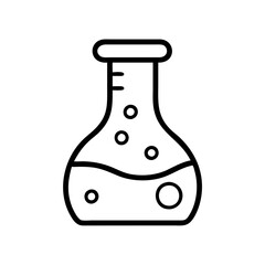 Chemical flask science lab equipment experiment beaker chemistry research liquid outline icon vector