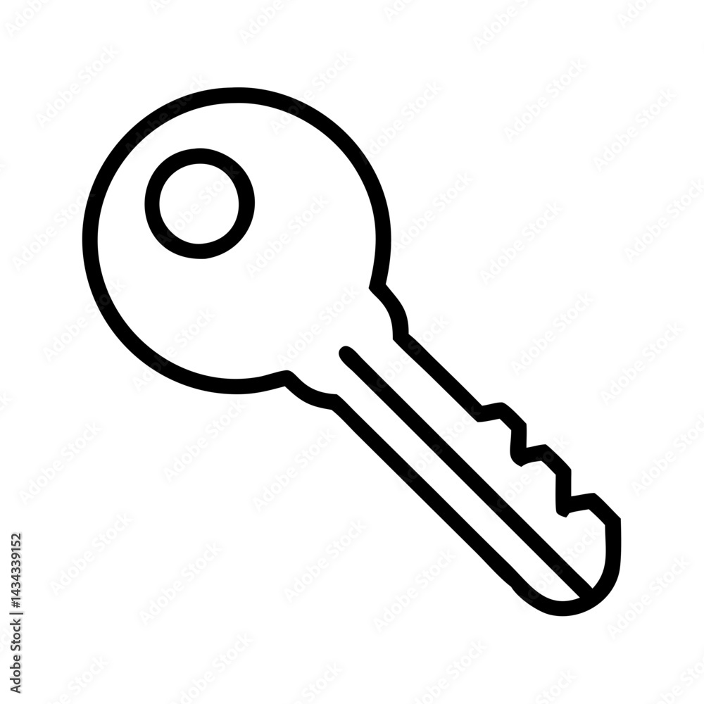 Poster Find unlock security access open door key solution symbol outline vector illustration design element