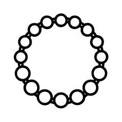 Beaded circle frame design element, round beads border graphic, circular beadwork pattern design