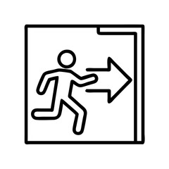 Emergency exit sign vector illustration for evacuation escape route direction safety guidance use