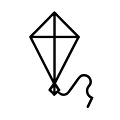 Flying kite outline illustration vector, summer outdoor activity and childhood fun drawing design