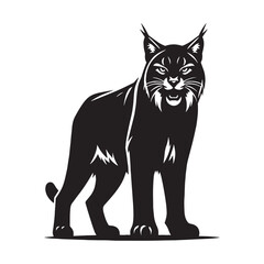 Smooth-curve lynx silhouette vector created for fluid brand visuals – lynx silhouette – lynx vector – lynx illustration – silhouette of lynx

