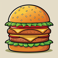 Delicious Double Cheeseburger Illustration