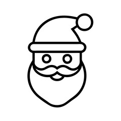 Santa claus face vector icon christmas holiday celebration festive season outline drawing character design