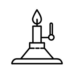 Bunsen burner laboratory equipment science flame heat tool chemistry lab experiment icon vector