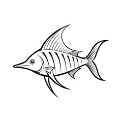 Swordtail Fish Lineart Vector