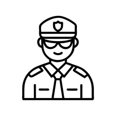 Police officer icon vector illustration of law enforcement official in uniform outline design