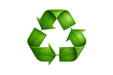 Obraz premium Recycling Symbol Made from Green Leaves – Eco-Friendly Pictogram with Transparent Background
