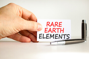 Rare earth elements symbol. Concept words Rare earth elements on beautiful white card. Beautiful...