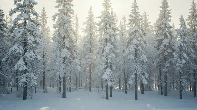 Winter Wonderland with Snow Covered Pine Trees