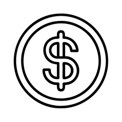 Dollar coin icon vector illustration symbol of united states currency and financial wealth concept