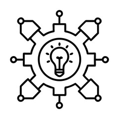 Modern gear and light bulb silhouette vector illustration
