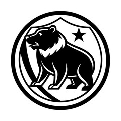 Strong patriotic bear emblem silhouette vector illustration
