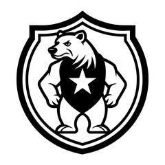 Bold patriotic bear in emblem design vector illustration