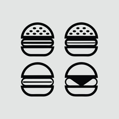 Four Simple Hamburger Icons Black and White