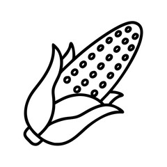 Corn on the cob drawing vector illustration, outline corn maize agriculture harvest symbol design