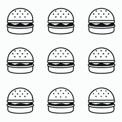 Nine Simple Line Art Hamburger Icons