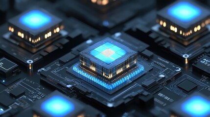 Fototapeta premium Advanced Microprocessor Technology on Circuit Board